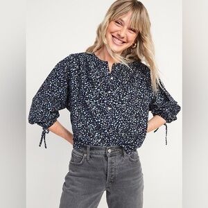 Oversized Ditsy Floral Corduroy Blouse - Old Navy